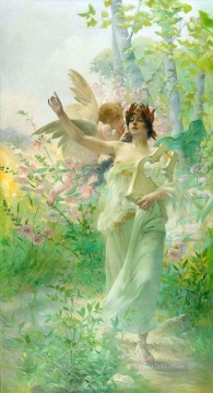 少女と天使 ハンス・ザツカ Oil Paintings